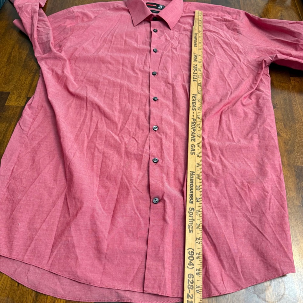 J Ferrar Mens Pink Slim Fit Stretch Button Down Dress‎ Shirt XL 17 17.5 - Picture 6 of 8